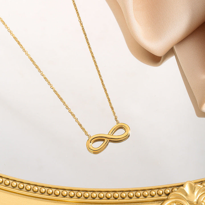 Cross-border wholesale necklace women's non-fading, light luxury titanium steel, new women's niche versatile fashion clavicle chain gold color 33 Glossy.pk