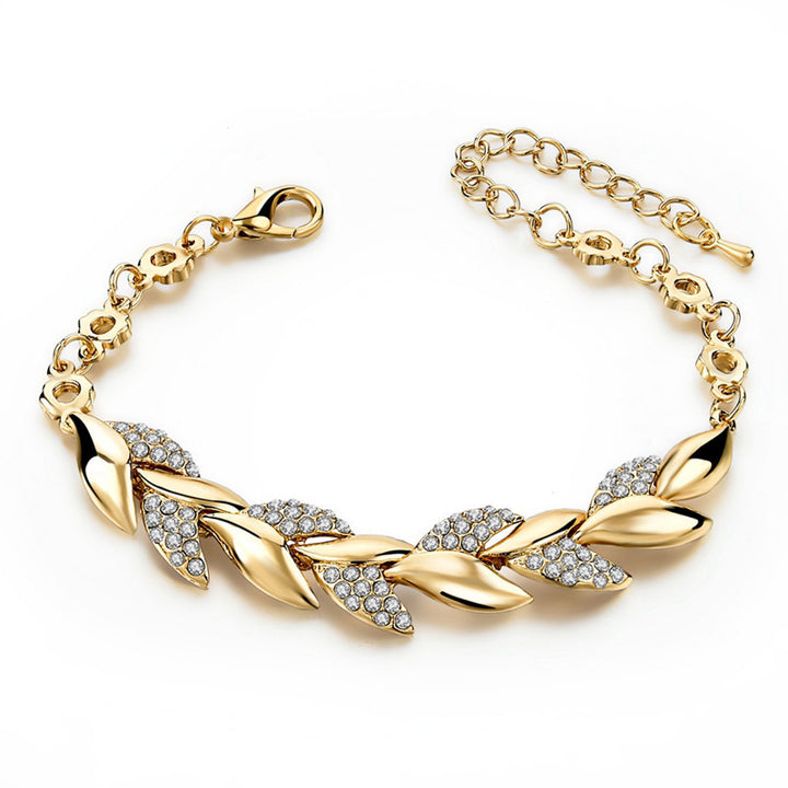 Sino-Iran cross-border jewelry 18K gold leaf bracelet European and American fashion wedding jewelry women's diamond bracelet wholesale
