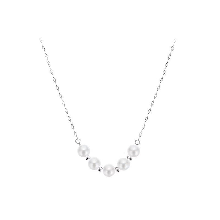 2024 new titanium steel necklace niche high-end light luxury clavicle chain fashion versatile smile pearl necklace women's summer Glossy.pk