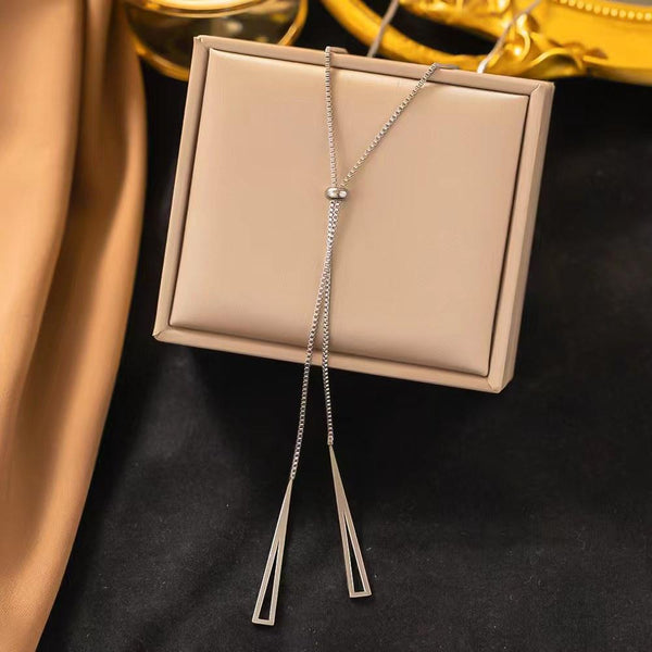 Cross-border e-commerce wholesale stainless steel triangle adjustable necklace is fashionable, simple and versatile, and the design does not fade 36 Glossy.pk