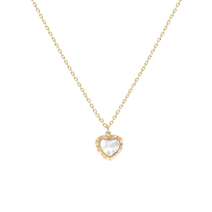 Mother-of-pearl love temperament niche design ins style pendant gold necklace female titanium steel sense simple and versatile clavicle chain