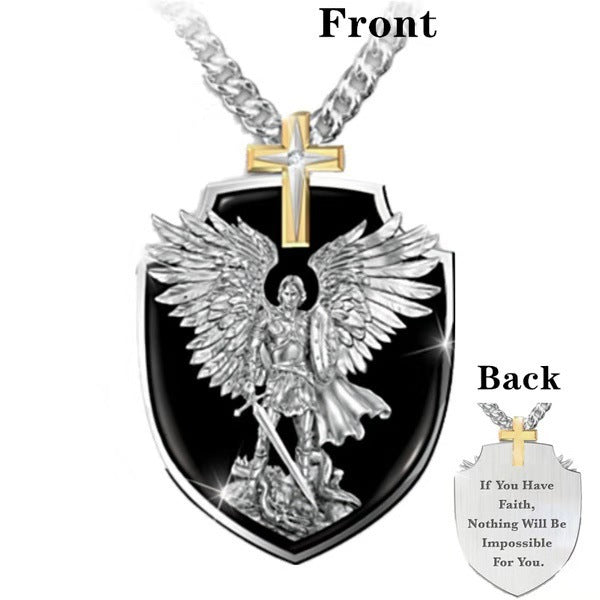 European and American cross-border new personality cross pendant religious retro lettering pendant fashion trend men's pendant