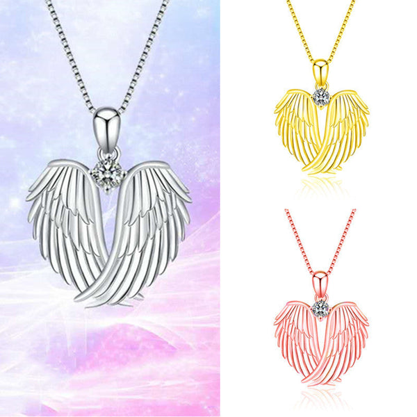 TEMU cross-border new angel wings with diamond necklaces European and American fashion popular women's pendant necklace manufacturers wholesale Glossy.pk
