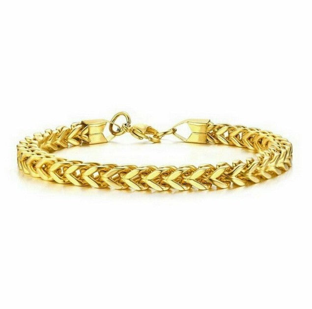 ZHONGYI EUROPEAN AND AMERICAN HIP HOP TITANIUM STEEL DOUBLE-ROW SINGLE-ROW BRACELET POSITIVE AND NEGATIVE MESH 5X10MM STAINLESS STEEL BRACELET WHOLESALE Glossy.pk