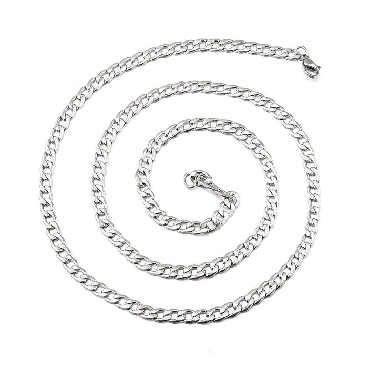 Titanium steel does not fade thick chain Cuban chain necklace men's fashion brand hiphop Europe and the United States simple 6MM sweatshirt chain accessories Glossy.pk