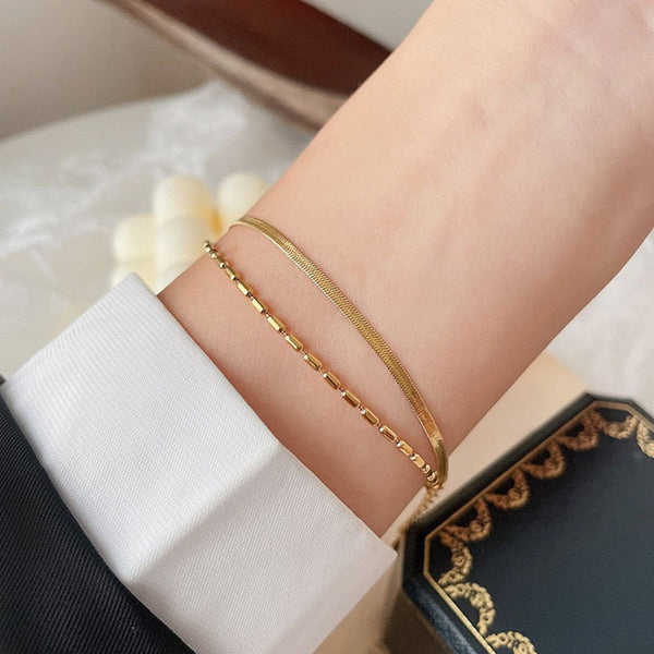 Cross-border European and American hot-selling style love heart-shaped double-layer new bracelet stainless steel fashion hand jewelry versatile and trendy