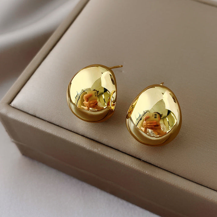 2024 popular high-end light luxury French earrings women's simple niche texture Internet celebrity earrings European and American cross-border wholesale Glossy.pk