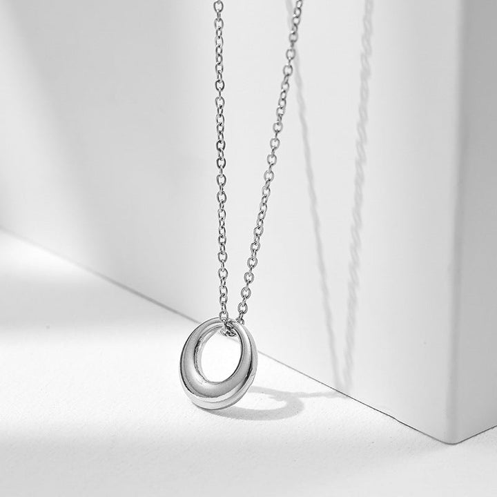 Titanium steel does not fade INS niche simple high-end sense 18K gold geometric circle necklace women's light luxury exquisite clavicle chain Glossy.pk
