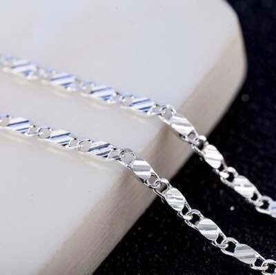European and American hot sale temu new 18K gold plated necklace 2MM flat chain chain 925 silver pendant with chain wholesale Glossy.pk