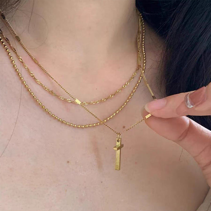 European and American cross-border Internet celebrities with the same blade chain, flat snake chain, twist chain, double-layer necklace, design sense necklace, wholesale women's 32 Glossy.pk