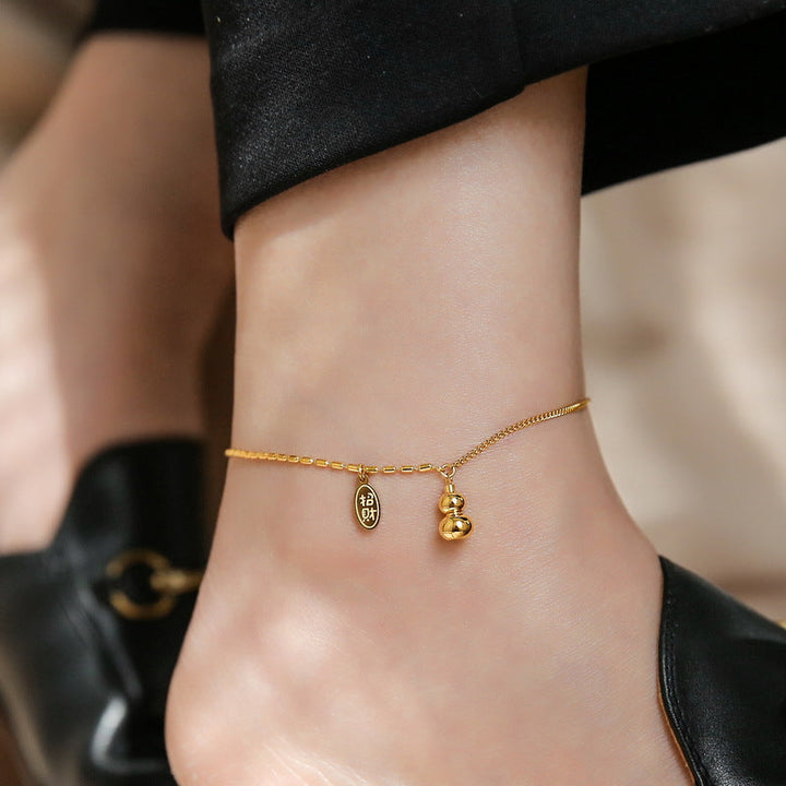Sense of luxury, delicate shell claw diamond, starfish, titanium steel anklet, sweet ocean style, new ankle and foot chain 22 Glossy.pk