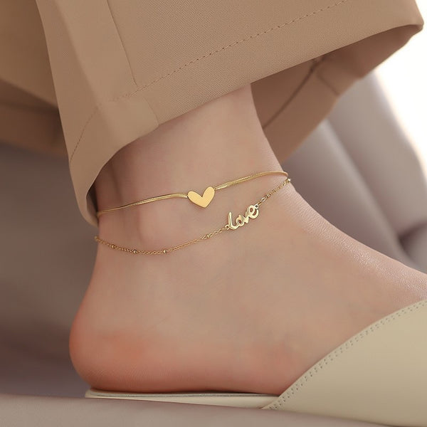 Peach heart double-layered necklace women's high-end design sense niche light luxury temperament collarbone chain neck snake bone chain jewelry