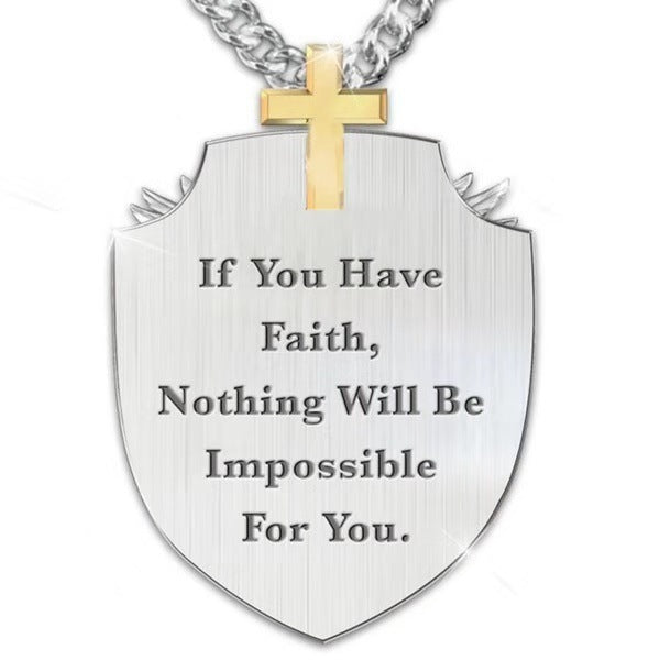 European and American cross-border new personality cross pendant religious retro lettering pendant fashion trend men's pendant