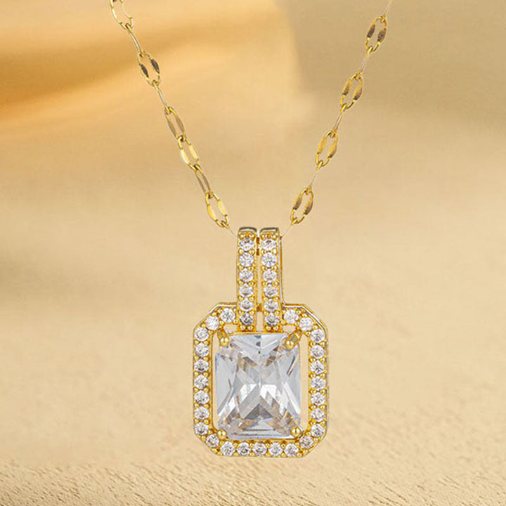 European and American cross-border wholesale high-quality temperament titanium steel necklace does not fade full diamond pendant jewelry wholesale stainless steel 13 Glossy.pk