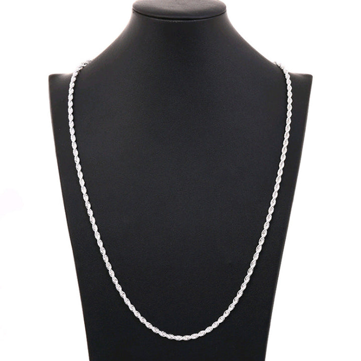 Silver 4mm Chain Men's Twisted Rope Necklace Bracelet Fashion Women's Men's Silver Twist Necklace Quality Jewelry Set Glossy.pk