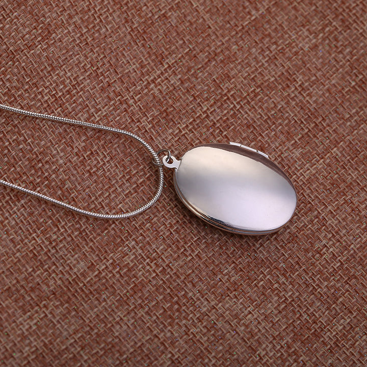 Zhongyi eBay silver-plated pendant necklace wholesale European and American fashion trend jewelry snake chain pattern photo box pendant