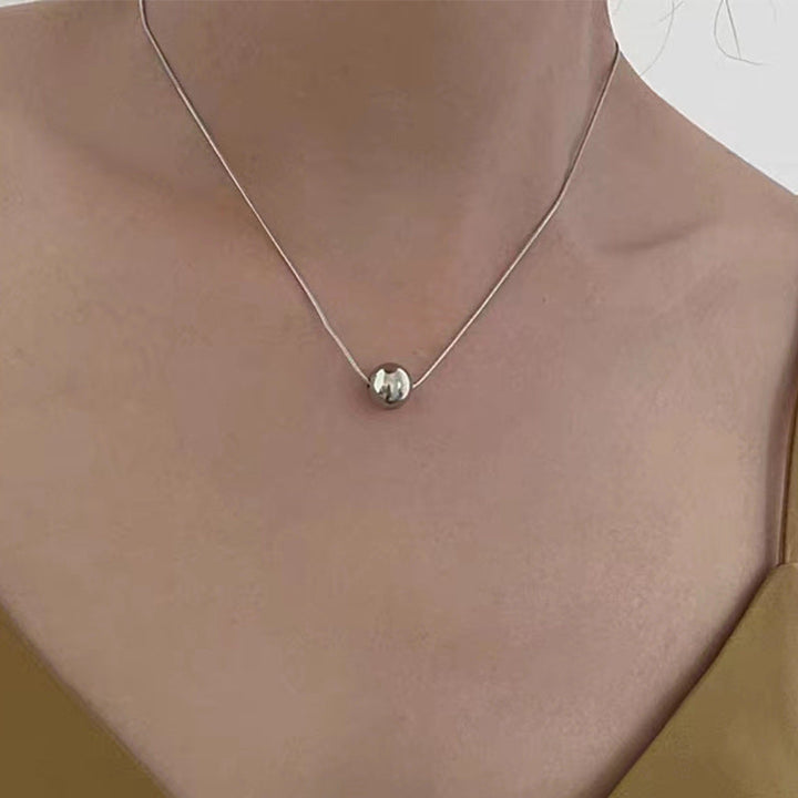 Single small gold bean pendant titanium steel does not fade necklace with ball Bing when to run necklace simple clavicle chain women Glossy.pk