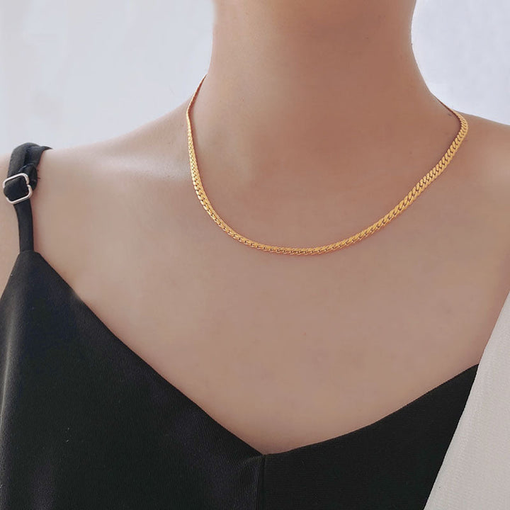 Simple snake bone chain titanium steel necklace female niche design high-end 18k gold Internet celebrity with hip-hop style jewelry Glossy.pk