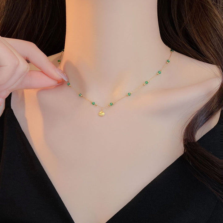 Cross-border wholesale necklace women's non-fading, light luxury titanium steel, new women's niche versatile fashion clavicle chain gold color 33 Glossy.pk