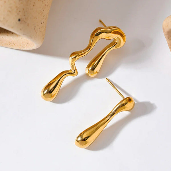 European and American style irregular metallic deconstructivist earrings geometric drop earrings cross-border explosive jewelry wholesale Glossy.pk