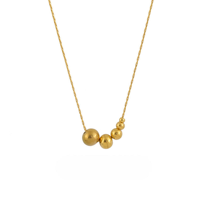 European and American simple five blessing gold bead necklace women's non-fading, high-end sense of cold, wind-plated 18k gold, temperament, trendy accessories Glossy.pk