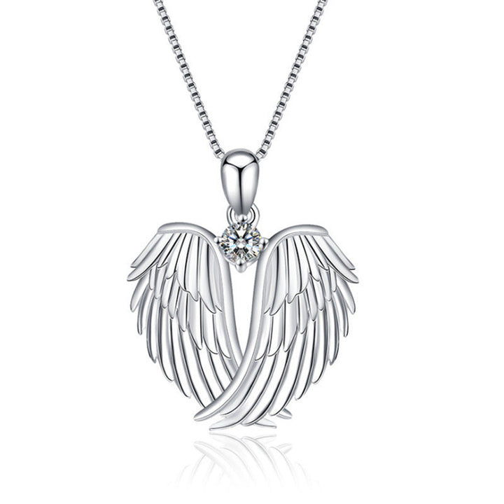TEMU cross-border new angel wings with diamond necklaces European and American fashion popular women's pendant necklace manufacturers wholesale Glossy.pk