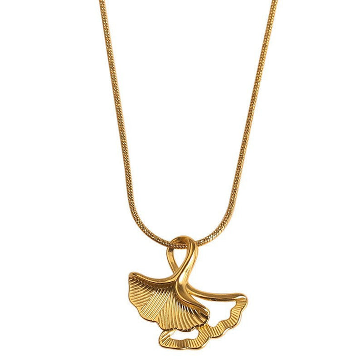 Necklace female Sansheng is fortunate to have ginkgo biloba necklace versatile commuter clavicle chain factory direct sales Glossy.pk