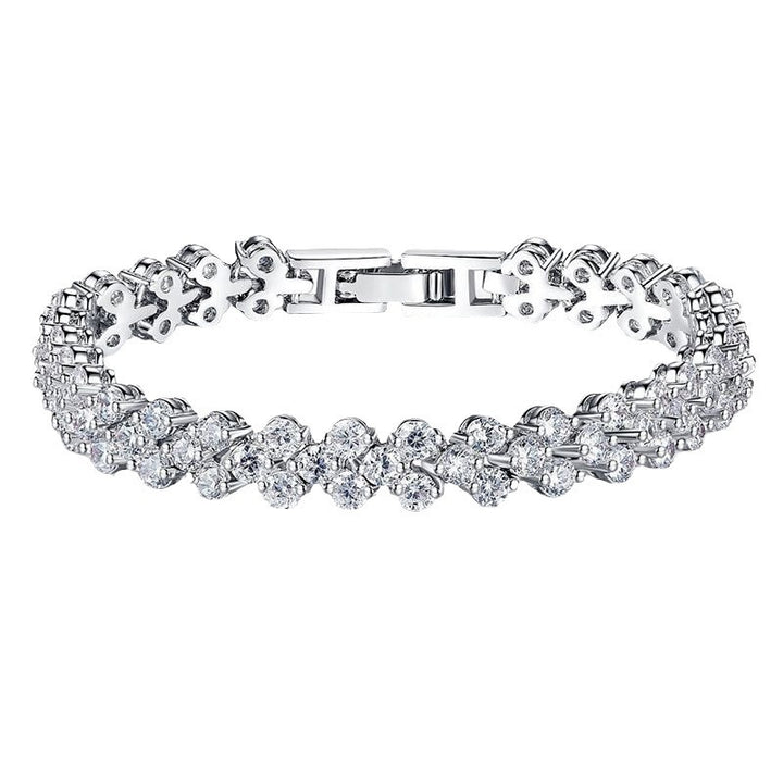 European and American ultra-flashing zirconia roman bracelet 2024 new women's niche design sense diamond delicate Cuban hand jewelry