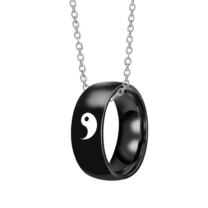 Cross-border hot sale Yin and Yang Tai Chi Symbol Ring Necklace Ring Necklace for men and women couples Glossy.pk