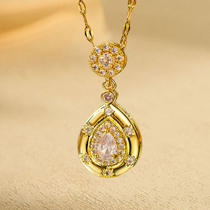 New Real Gold Electroplated Copper Micro Inlay Hollow Full Diamond Small Man Waist Pink Diamond Flower Series Stainless Steel Necklace Wholesale 16 Glossy.pk