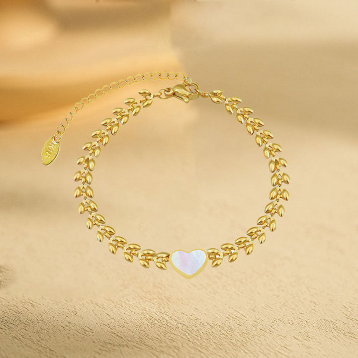 Cross-border, European and American hot-selling style, heart-shaped double-layered new bracelet, stainless steel, fashion hand jewelry, versatile and trendy with 28 Glossy.pk