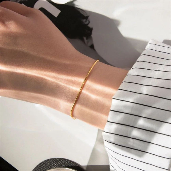 Factory direct sales of European and American stainless steel round snake bone necklace vacuum plating furnace inside the 18k clavicle chain spot wholesale women Glossy.pk