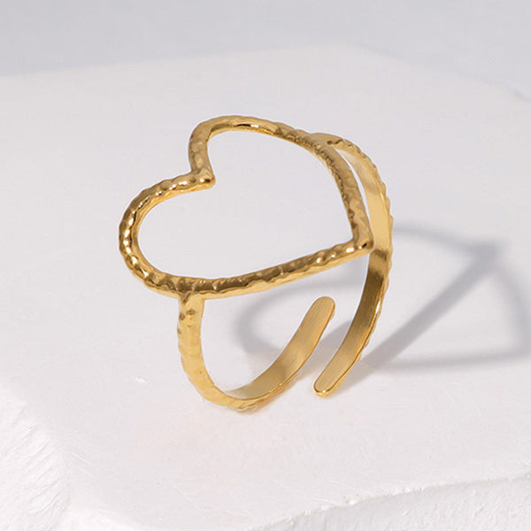 Europe and America wholesale personality exaggerated stainless steel love ring INS wind 18K gold plated ring opening adjustable ring Glossy.pk