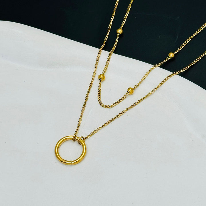 New circle simple double necklace women's ins cold wind pendant light luxury niche accessories Internet celebrity exquisite jewelry