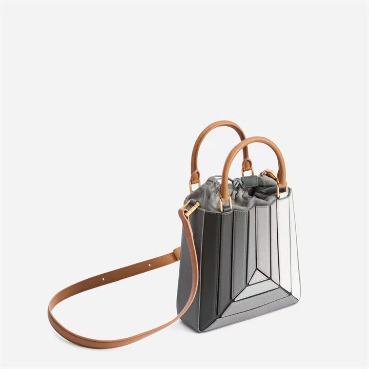 Multicolor Vegan Leather Hand & Shoulder Bag - Color Block Crossbody with Detachable Strap Glossy.pk