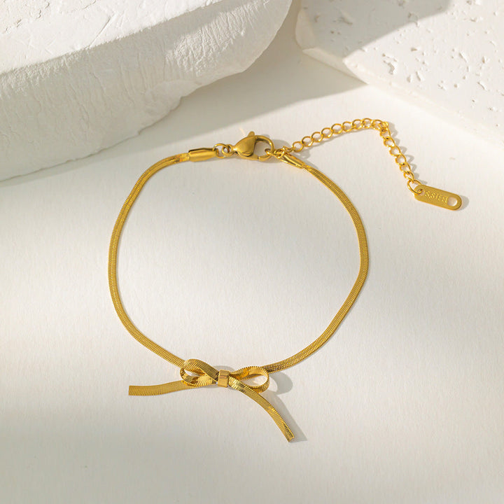 2024 new 18K gold high-quality gold snake bone chain anklet women's ins cold wind simple forest system does not fade 30 Glossy.pk