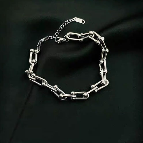 Cross-border European and American hot-selling style love heart shape double-layer new bracelet stainless steel fashion hand jewelry versatile fashion with 25 Glossy.pk
