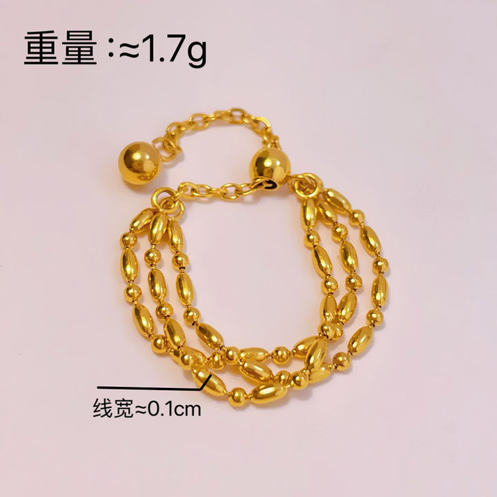 European and American cross-border cold wind simple chain ring niche adjustment ring large size titanium steel plated 18K gold is not afraid of sweat