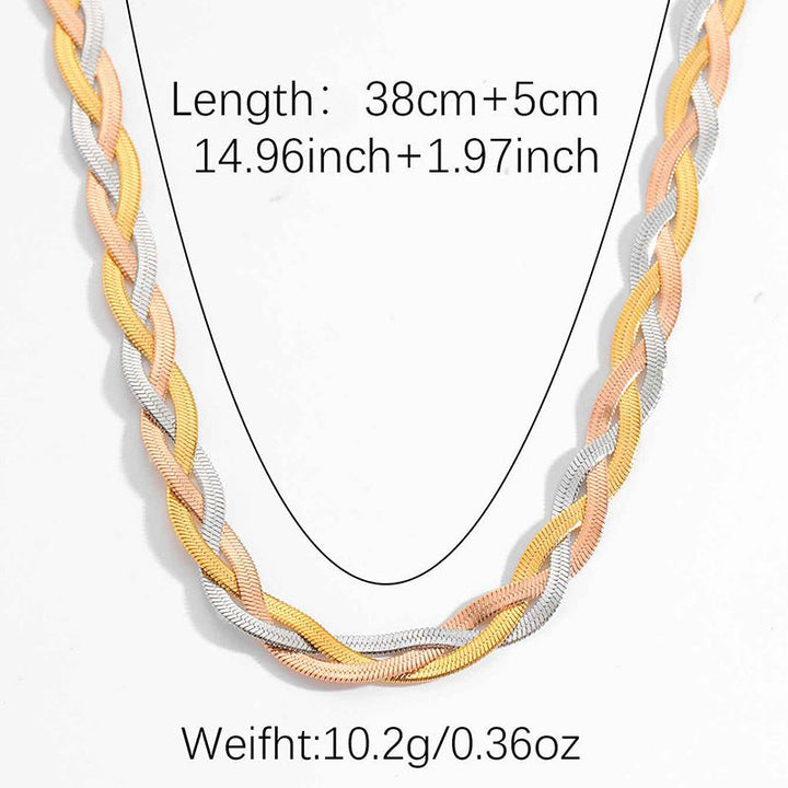 European and American cross-border Internet celebrities with the same blade chain, flat snake chain, twist chain, double-layer necklace, design sense necklace, wholesale women's 32 Glossy.pk
