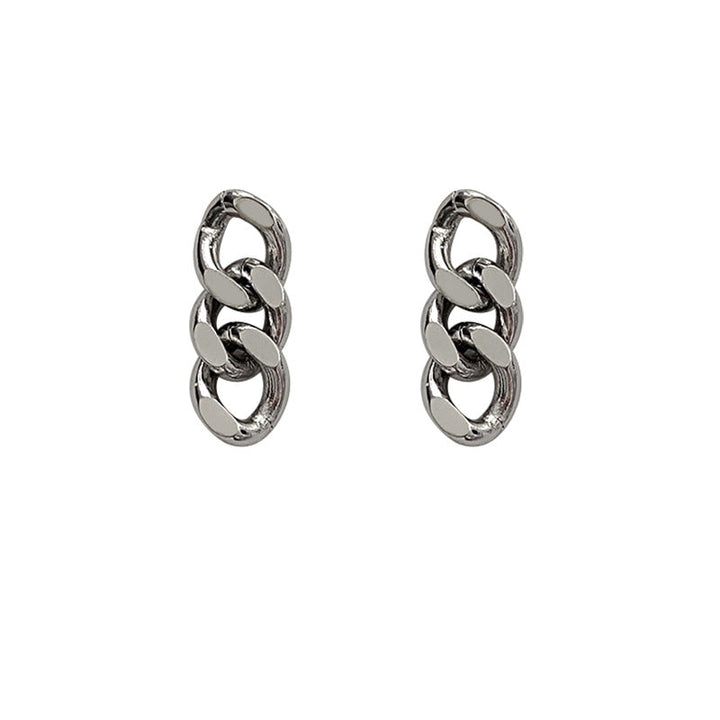 European and American style earrings chain metal indifferent wind earrings 2024 new temperament female Internet celebrity stud earrings Hong Kong style Glossy.pk