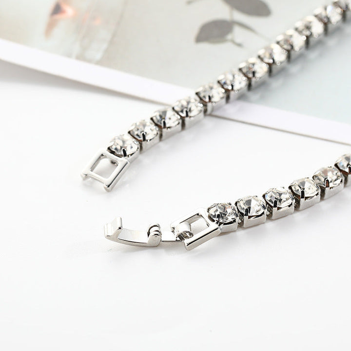Cross-border TEMU new bracelet hip hop diamond row diamond bracelet European and American fashion diamond full diamond necklace women's jewelry Glossy.pk