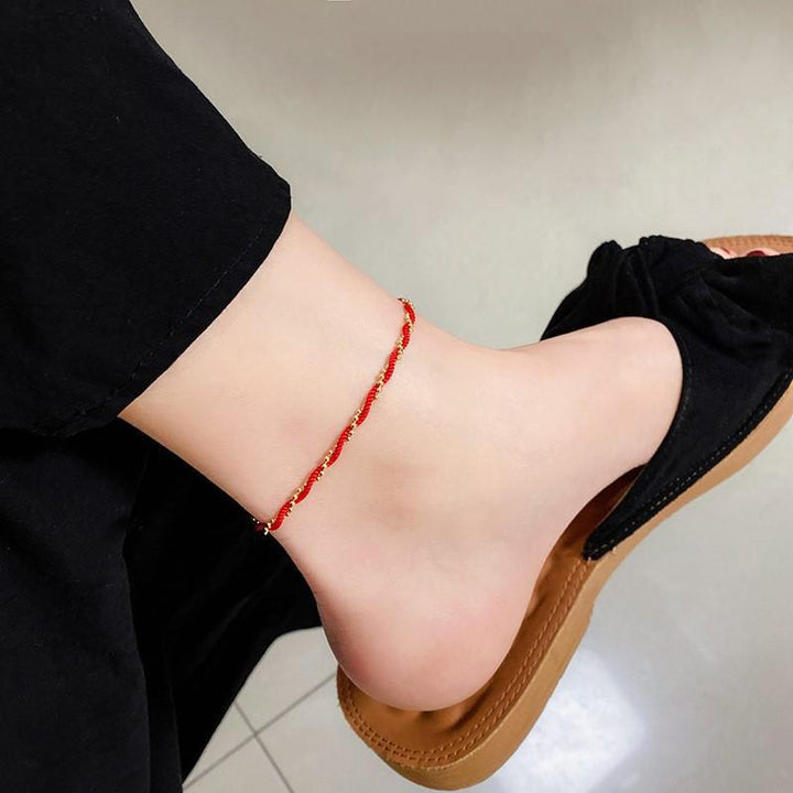 Sense of luxury, delicate shell claw diamond, starfish, titanium steel anklet, sweet ocean style, new ankle and foot chain 22 Glossy.pk
