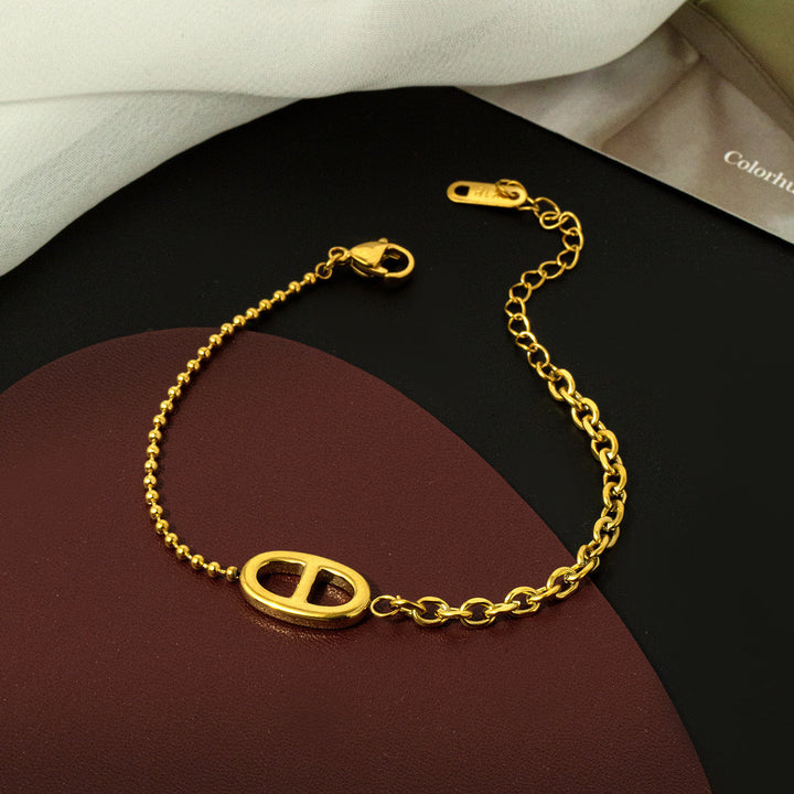 2024 new 18K gold high-quality gold snake bone chain anklet women's ins cold wind simple forest system does not fade 30 Glossy.pk