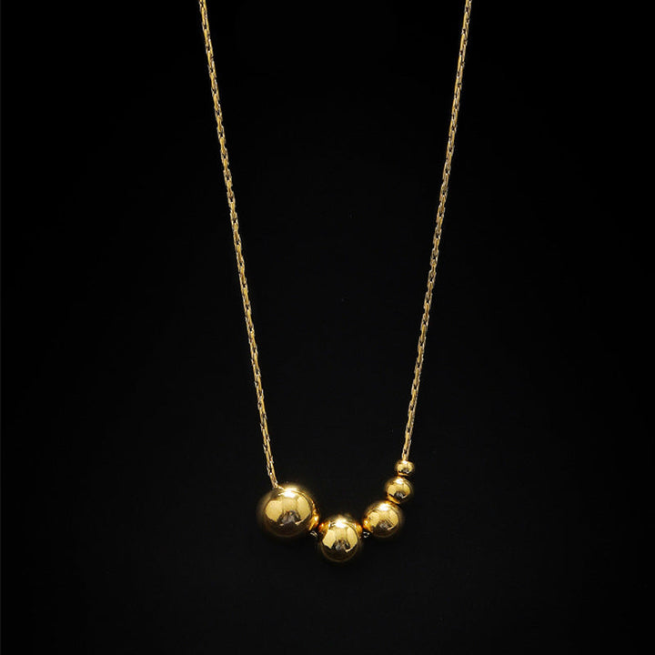 European and American simple five blessing gold bead necklace women's non-fading, high-end sense of cold, wind-plated 18k gold, temperament, trendy accessories Glossy.pk