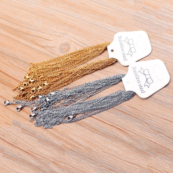 TEMU New Stainless Steel Necklace Gold Plated Silver Plated O-Line Flat Chain Cross Chain with Tail Chain Clavicle Necklace DIY Glossy.pk