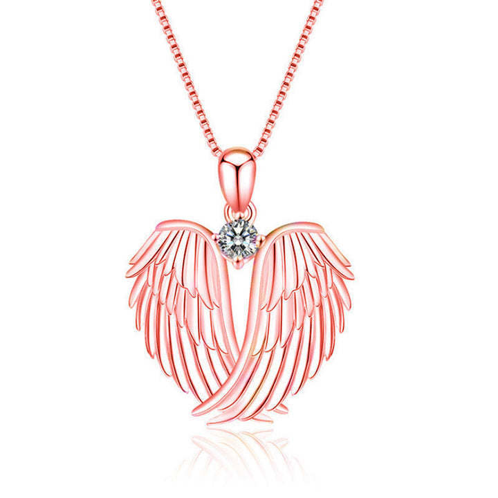 TEMU cross-border new angel wings with diamond necklaces European and American fashion popular women's pendant necklace manufacturers wholesale Glossy.pk
