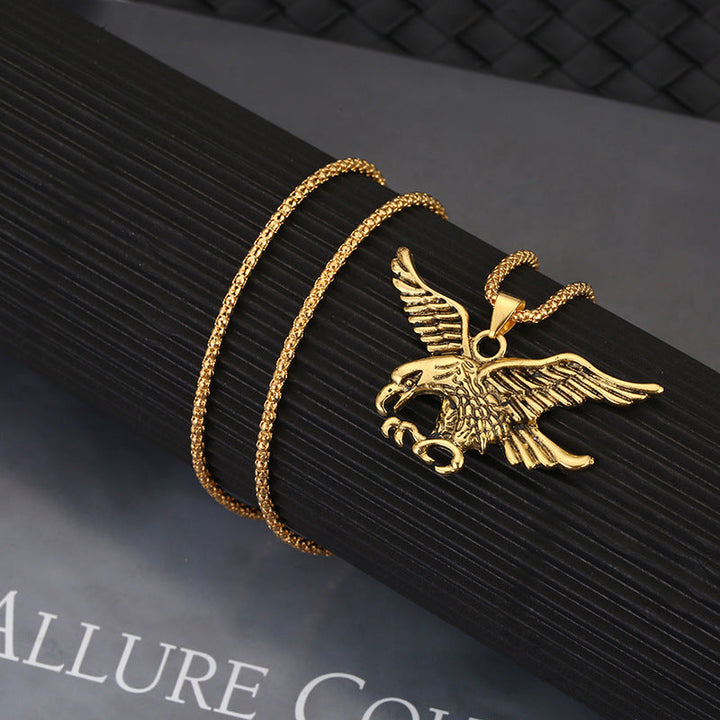 Cross-border hot sale creative eagle necklace alloy made classic logo pendant European and American retro men's and women's ornaments Glossy.pk