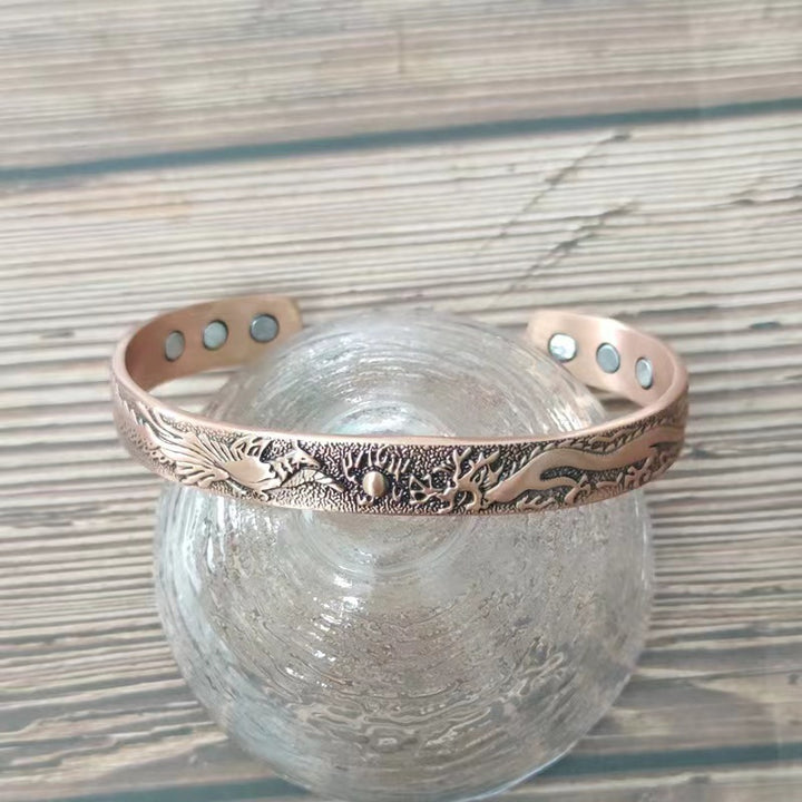 Cross border red copper bracelet phoenix pattern magnetic red copper bracelet European and American wind magnetic dragon and phoenix bracelet wholesale