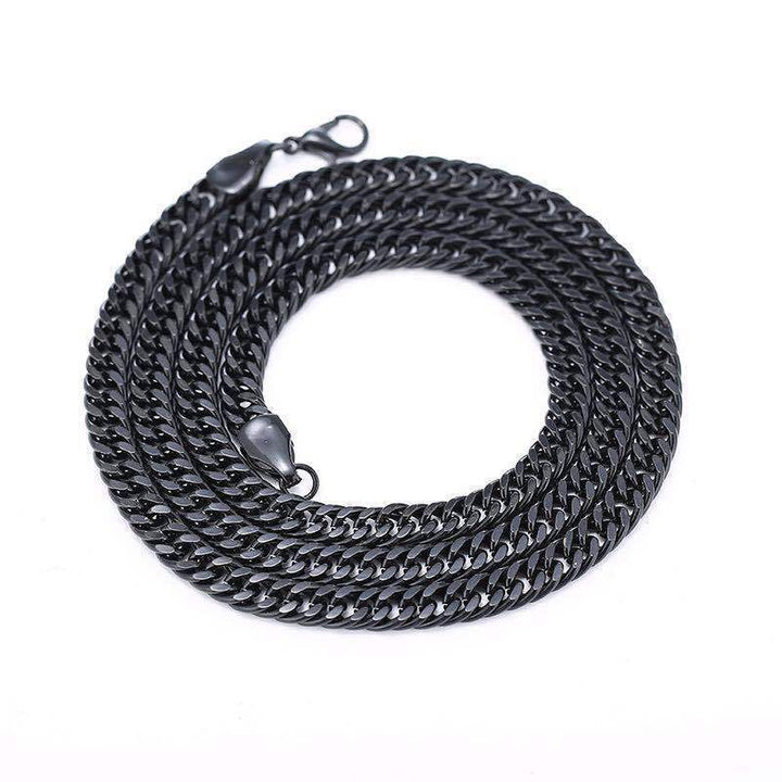 TEMU Amazon's new European and American hot selling double-layer black gold necklace men's cross-border hit 6MM sideways necklace Glossy.pk