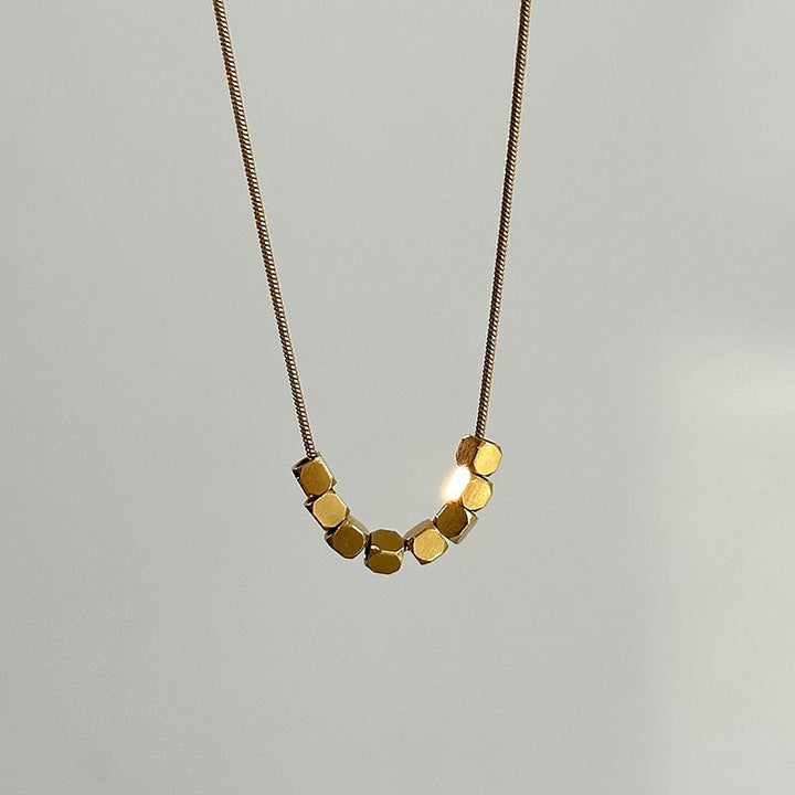 Titanium steel emerald geometric necklace high-grade cold style clavicle necklace fashion temperament accessories do not fade 34 Glossy.pk